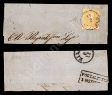 2 Soldi Giallo (23 - Primo Tipo) Su Testatina Di Lettera Da Brescia A Milano Del 7.11.58 (1.450+) - Other & Unclassified