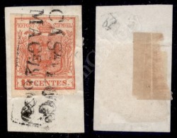 1850 - 15 Cent Rosso (3a - Prima Tiratura) Appena Corto A Destra Su Frammento Da Casal Maggiore (punti R2 - 8.000) - Altri & Non Classificati