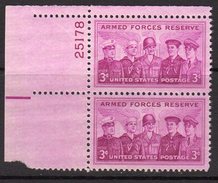 USA 1955 Armed Forces Reserve Plate Block Of 2, MNH (SG 1069) - Ongebruikt