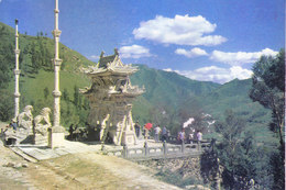 CHINA 2015 COMMERCIALLY USED PICTURE POST CARD ON BUDDHISM WITH SPECIAL PICTORIAL CANCELLATION AND SPECIAL SEAL - Lettres & Documents