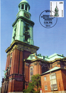 BRD Maximumkarte Freimarken Sehenswürdigkeiten "St.-Michaelis-Kirche Hamburg" Mi 1860 ESSt 13.6.1996 BONN 1 - Maximum Cards