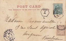 POST CARD MIDLAND TEMPERANCE HOTEL GUITFORD STREET LONDON. 2 07 1904. LONDON TO AVIGNON FRANCE. FRENCH DUE /  4799 - Autres & Non Classés