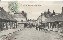 Cpa Songeons, Les Halles, Café Des Halles Lagneau - Songeons