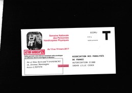 Enveloppe Réponse T - France - Ecopli - Lille Carvin - Association Des Paralysés De France - Action Handicap Auto 21388 - Cards/T Return Covers