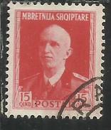 ALBANIA 1939 - 1940 RE VITTORIO EMANUELE II 15q USATO USED OBLITERE' - Albania