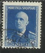 ALBANIA 1939 - 1940 POSTA ORDINARIA 25 Q USATO USED OBLITERE' - Albanie
