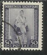 ALBANIA 1939 - 1940 POSTA ORDINARIA 50 Q USATO USED OBLITERE' - Albanie