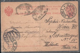 Russia1906:Michel P17 Card From Warsaw To Vienna!!(crease In The Card) - Postwaardestukken