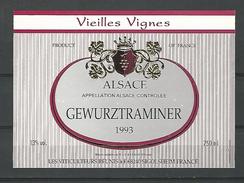 1993  ALSACE VIN VIEILLES VIGNES GEWURZTRAMINER  CAVE SIGOLSHEIM  NEUF QUALITÉ - Gewürztraminer