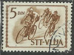 TRIESTE B 1952 SPORT SOPRASTAMPATI DI YUGOSLAVIA JUGOSLAVIA OVERPRINTED  CICLISMO 5d USATO USED OBLITERE' - Correo Aéreo