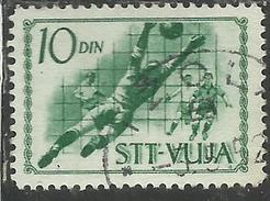 TRIESTE B 1952 SPORT SOPRASTAMPATI DI YUGOSLAVIA JUGOSLAVIA OVERPRINTED  CALCIO 10d USATO USED OBLITERE' - Poste Aérienne