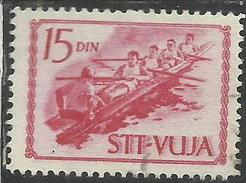 TRIESTE B 1952 SPORT SOPRASTAMPATI DI YUGOSLAVIA JUGOSLAVIA OVERPRINTED  CANOTTAGGIO 15 D USATO USED OBLITERE' - Correo Aéreo