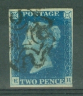 G.B.: 1840   QV Obliterated With Maltese Cross In Black   SG5   2d   Blue  Used - Usados