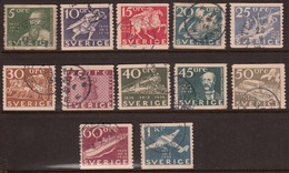 Sweden 1936 Full Set, Cancelled, Sc# 251-262, Mi 227-238A, Yt 235-246 - Gebruikt