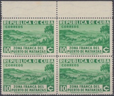 1936-279 CUBA REPUBLICA 1936 Ed. 283 10c ZONA FRANCA DE MATANZAS VALLE DEL YUMURI NO GUM BLOCK 4. - Ongebruikt