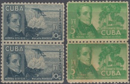 1940-246 CUBA REPUBLICA 1940 Ed. 344-45 JOSE MARIA HEREDIA. NIAGARA FALLS ORIGINAL GUM LIGERAS MANCHAS. - Unused Stamps