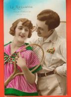 IBG-03  Tennis La Raquette, Doux Prétexte, Deux Amoureux Jouant Au Tennis.  Circulé En 1915 Sous Enveloppe - Tennis