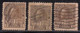 2c X 3 Diff., Shades, Used 1916 War Tax Used Canada KGV Series - War Tax