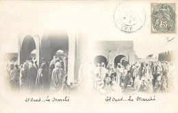 ALGERIE   EL OUED  DEUX VUES  LE MARCHE  CARTE PHOTO - El-Oued