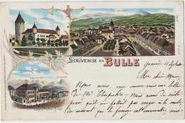 Souvenir De Bulle Litho Guggenheim 747 Couleur  Hotel Des Alpes Eugene Waeber - Bulle