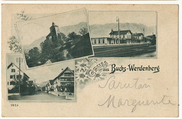 Gruss Aus Buchs Werdenberg 18019  Gare Train Station  Used 1904 To Bucarest Romania - Buchs