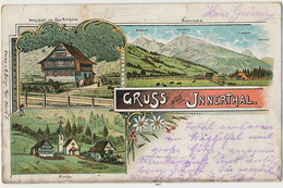 Gruss Aus Innerthal Litho  Burgi Zurich Kirche Wirtschaft Von Osw. Diethelm  Used 1904 Timbre Decollé - Innerthal