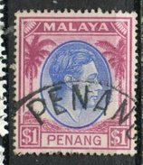 Malaya Penang 1949  $1.00 King George Issue #20  Used - Penang