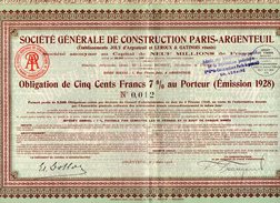 VP9724 - ARGENTEUIL 1928 - Action - Société Générale De Construction PARIS - ARGENTEUIL - Industry