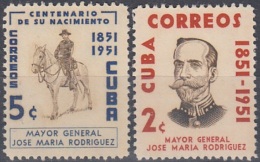 1954-195 CUBA REPUBLICA 1954 Ed.597-98 JOSE MAYIA RODRIGUEZ. INDEPENDENCE WAR. MNH. - Ongebruikt