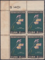 1958-312 CUBA REPUBLICA 1958 Ed.777. 2c NAVIDAD CHRISTMAS PLATE No. ORQUIDEAS ORCHILDS FLOWERS MANCHAS. - Ongebruikt