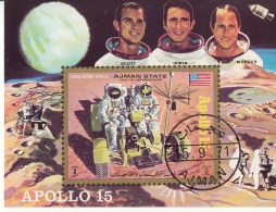 Bf. 319B Ajman 1971 Space Missione Apollo 15 Scott Irwin Worden Imperf - Asien