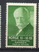 Norway 1935 10+10o Fridtjof  Nansen Issue #B5 MH - Neufs