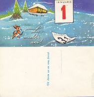 Delcampe - HAPPY NEW YEAR, CALENDAR, WINTER LANDSCAPE, TELEGRAMME UNUSED, 1973, ROMANIA - Neujahr