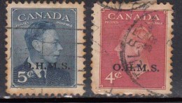 2v O.H.M.S. Officials, Official Series Canada Used,  Overprint  1949 Onwards, Sas Scan - Sobrecargados