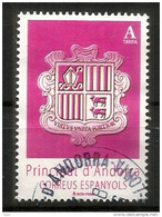 Nouveau Blason D'Andorre Sur Timbre 2015,  Un Timbre Oblitéré, 1 ère Qualité, Cachet Rond - Used Stamps