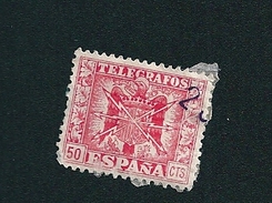 N° 84 50 Cts Rouge  Timbre Télégraphe  Espagne Oblitéré 1940 1943 - Telegramas