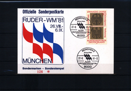 Deutschland / Germany 1981 Muenchen Rudern Weltmeisterschaften Sonderpostkarte - Rowing