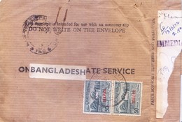 BANGLADESH 1972 MAILED ENVELOPE - USE OF NAME PRINTED LABEL TO COVER UP PRE PRINTED NAME OF PAKISTAN - UNUSUAL & RARE - Bangladesh