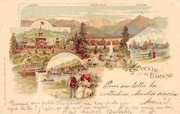 BERNE  THOUNE  SOUVENIR  CARTE DESSINEE  PIONNIERE 1898 - Thun