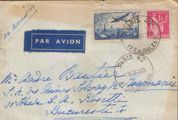 France -  Letter By Airplane Circulated In 1938 From Paris To Bucharest, Romania With Two Cancellation,by Plane - 3/scan - 1927-1959 Briefe & Dokumente