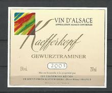 2003  ALSACE VIN  KAEFFERKOPF GEWURZTRAMINER CAVE KIENTZHEIM - KAYSERSBERG   NEUF QUALITÉ - Gewürztraminer