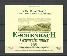 2003 ALSACE VIN  HENRI ESCHENBACH GEWURZTRAMINER KAYSERSBERG   NEUF QUALITÉ - Gewurztraminer