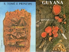 Pilzarten 1987 GUYANA Block 37+St.Thomas-Isle Bl.173 O 18€ Pilze Becherling Morchel Blocs Ss Sheets Bf Ms Mushrooms - Giftige Pflanzen