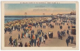 Coney Island New York City NY, Boradwalk Crowd And Rolling Chairs, C1930s-40s Vintage Postcard - Brooklyn