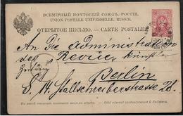 RUSSIE Carte Entier Postal 3 Kon De 1888 Pour Berlin   .. G - Postwaardestukken