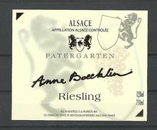 ALSACE VIN ANNE BOECKLIN PATERGARTEN RIESLING CAVE  KIENTZHEIM - KAYSERSBERG   NEUF QUALITÉ - Riesling