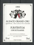 1993 ALSACE VIN  GRAND CRU FURSTENTUM GEWURZTRAMINER  CAVE KIENTZHEIM - KAYSERSBERG NEUF QUALITÉ - Gewürztraminer