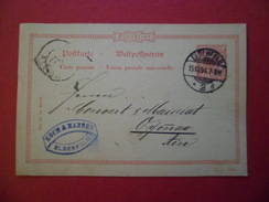 Entier Carte Postale 47-CP 1293k Koch Et Mansen De Elberfeld Le 15/10/1894 Pour Oyonnax Le 17/10/1894  B/TB - Enteros Postales