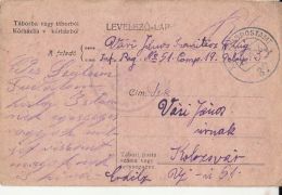 WARFIELD POSTCARD, WW1, INFANTRY REGIMENT NR 51, CENSORED  WPO NR 37, 1916, HUNGARY - Covers & Documents