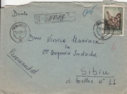 BLACK GROUSE, STAMPS ON REGISTERED COVER, 1956, ROMANIA - Brieven En Documenten